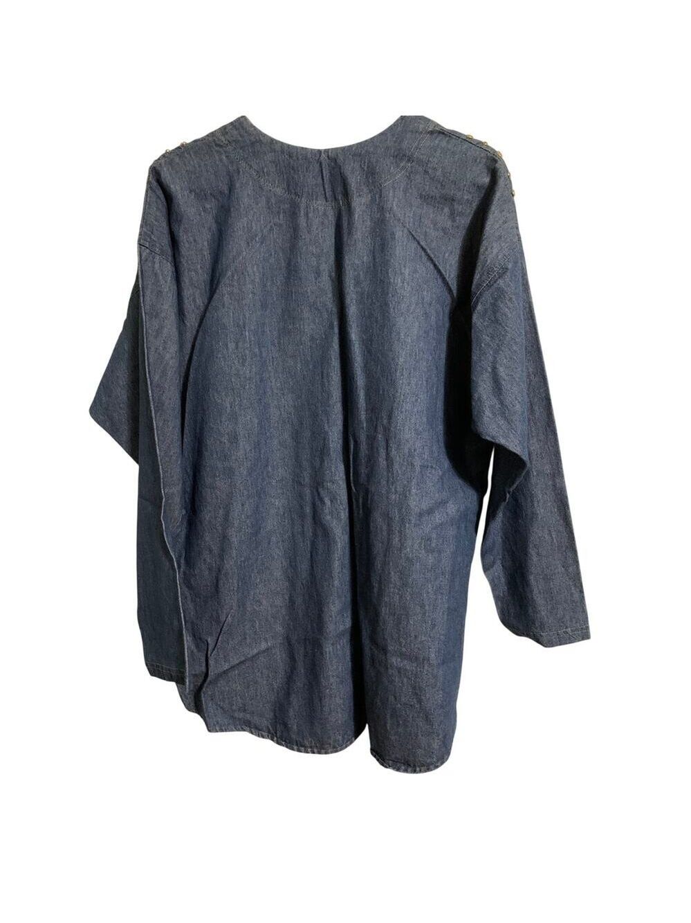 Super line Vintage denim shirt tunic jacket 1980 1990 oversized retro - Picture 2 of 7